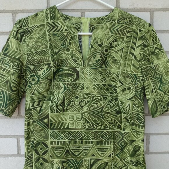 Amish Mennonite NO Cape Dress 36"B 32.5"W Handmade Modest Green Tropical - Picture 3 of 9